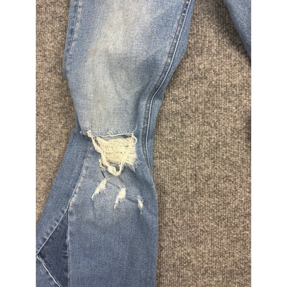 Bridge by Gly Hi Rise Flare Leg Jeans Women's 25 Distressed Blue Patchwork - Picture 3 of 16